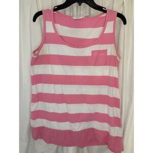 Liz Claiborne Womens Pink & White Striped Sleeveless Top L/G